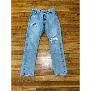 Levis 501 S Skinny Button Fly Dark Wash Blue Denim Jeans Womens Size 24 (24x27)